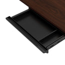 150cm Black and Walnut Electric Height Adjustable Standing Desk with Drawer