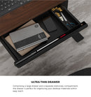 150cm Black and Walnut Electric Height Adjustable Standing Desk with Drawer