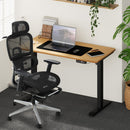 Black and Oak Sit Stand Office Desk and Ergonomic Mesh Chair Set