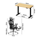 Black and Oak Sit Stand Office Desk and Ergonomic Mesh Chair Set