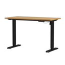 Black and Oak Sit Stand Office Desk and Ergonomic Mesh Chair Set