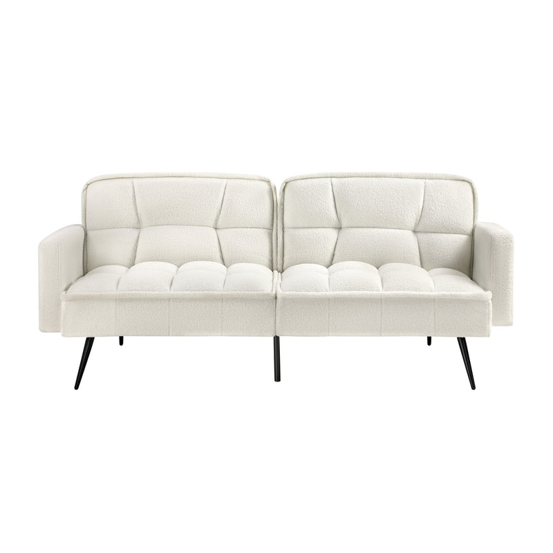 White Boucle Sherpa 3 Seater Convertible Sofa Bed Lounge Couch