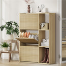Natural Shoe Rack Storage Cabinet with Display Shelves