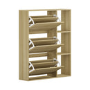 Natural Shoe Rack Storage Cabinet with Display Shelves