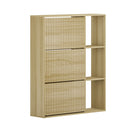 Natural Shoe Rack Storage Cabinet with Display Shelves