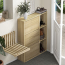 Natural Shoe Rack Storage Cabinet with Display Shelves