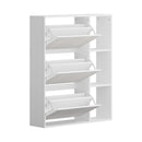 White Shoe Rack Storage Cabinet with Display Shelves
