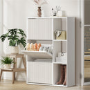 White Shoe Rack Storage Cabinet with Display Shelves