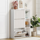 White Shoe Rack Storage Cabinet with Display Shelves