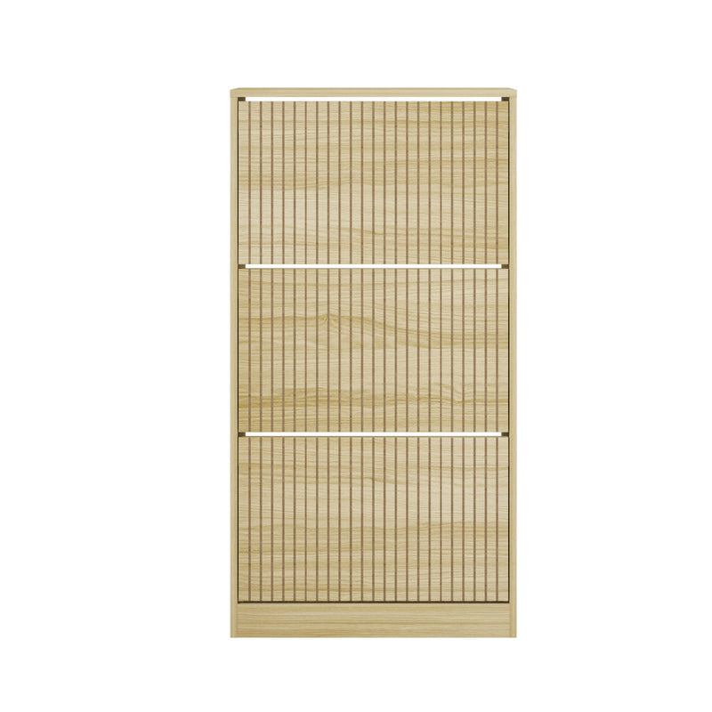 Natural Shoe Rack Storage Cabinet with 3 Compartments
