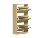 Natural Shoe Rack Storage Cabinet with 3 Compartments