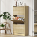 Natural Shoe Rack Storage Cabinet with 3 Compartments