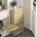 Natural Shoe Rack Storage Cabinet with 3 Compartments