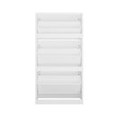 White Shoe Rack Storage Cabinet with 3 Compartments