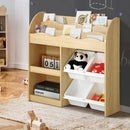 Kids Bookshelf Display Shelf with 4 Toy Storage Bins Organiser