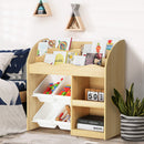 Kids Bookshelf Display Shelf with 4 Toy Storage Bins Organiser