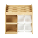 Kids Bookshelf Display Shelf with 4 Toy Storage Bins Organiser