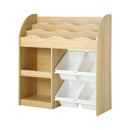 Kids Bookshelf Display Shelf with 4 Toy Storage Bins Organiser