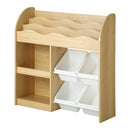 Kids Bookshelf Display Shelf with 4 Toy Storage Bins Organiser