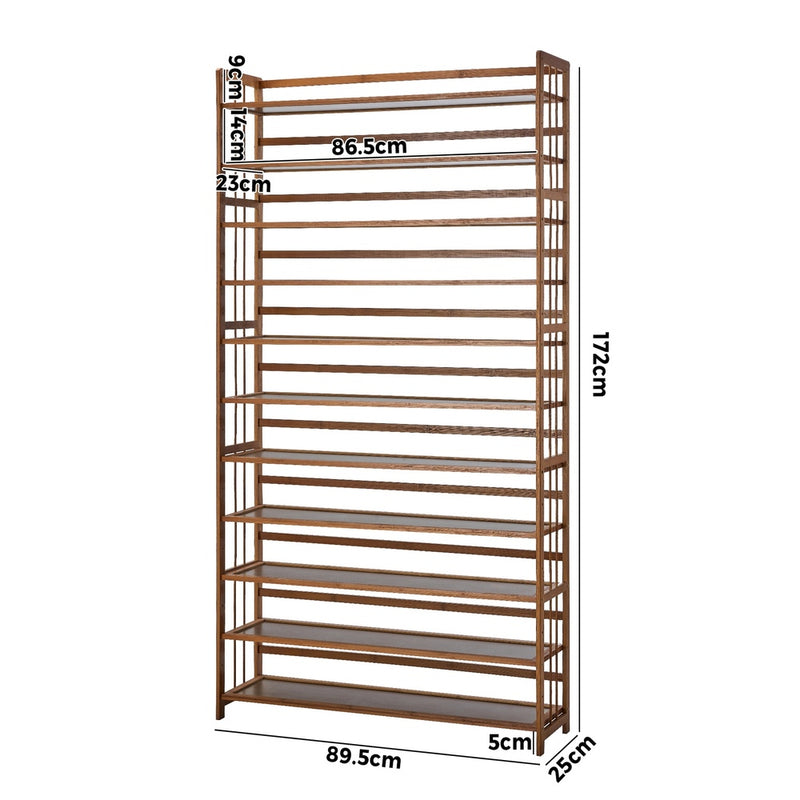Bamboo Shoe Rack Storage Organizer with 11 Shelves