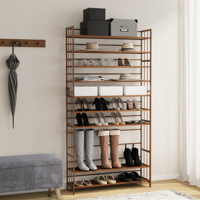 Bamboo Shoe Rack Storage Organizer with 11 Shelves