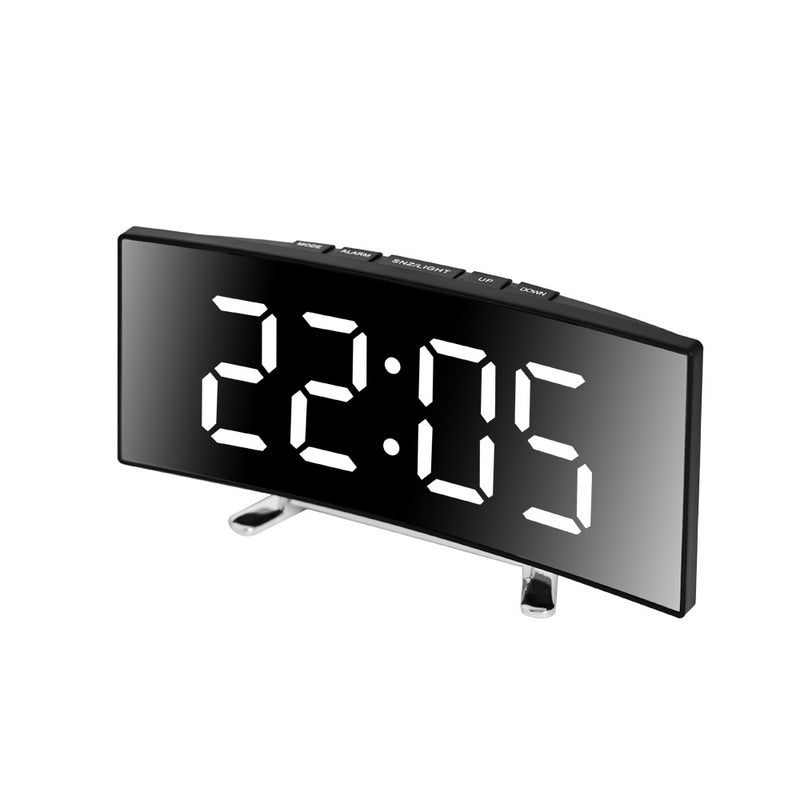 Curved LED Mirror Alarm Clock with Large Display