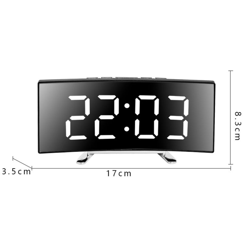 Curved LED Mirror Alarm Clock with Large Display