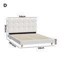 Double Bed Frame with White Boucle Fabric Tufted Bedhead