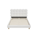 Double Bed Frame with White Boucle Fabric Tufted Bedhead