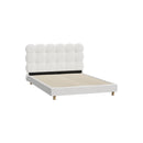 Double Bed Frame with White Boucle Fabric Tufted Bedhead