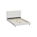 Double Bed Frame with White Boucle Fabric Tufted Bedhead