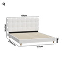 Queen Bed Frame with White Boucle Fabric Tufted Bedhead