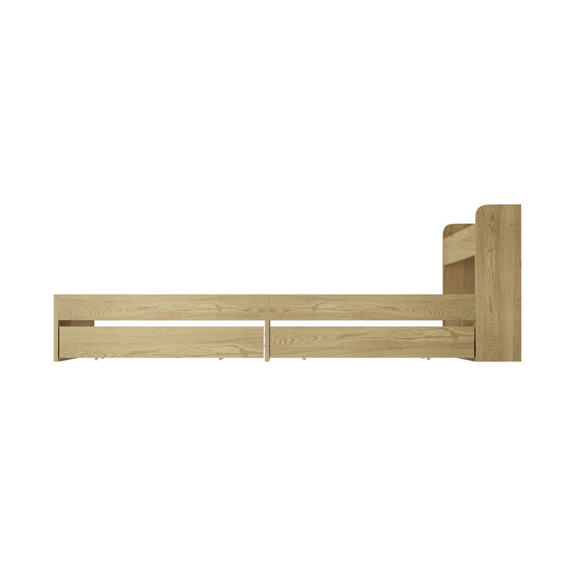 Double Bed Frame with Two Drawers and Charging Ports