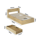 King Single Bed Frame with Two Drawers and Charging Ports