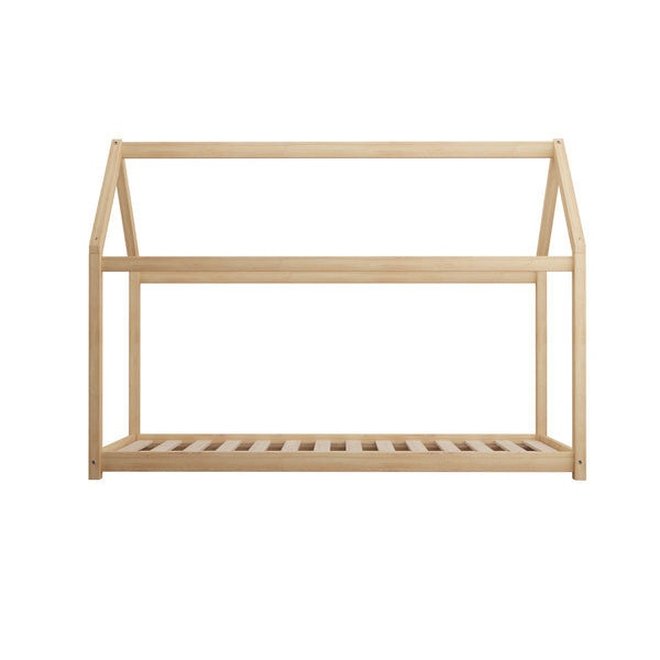 Natural Single Wooden Pine Timber Platform Bed Frame