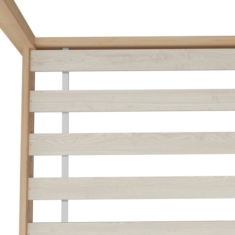 Natural Single Wooden Pine Timber Platform Bed Frame