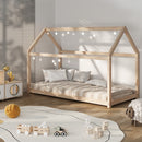 Natural Single Wooden Pine Timber Platform Bed Frame