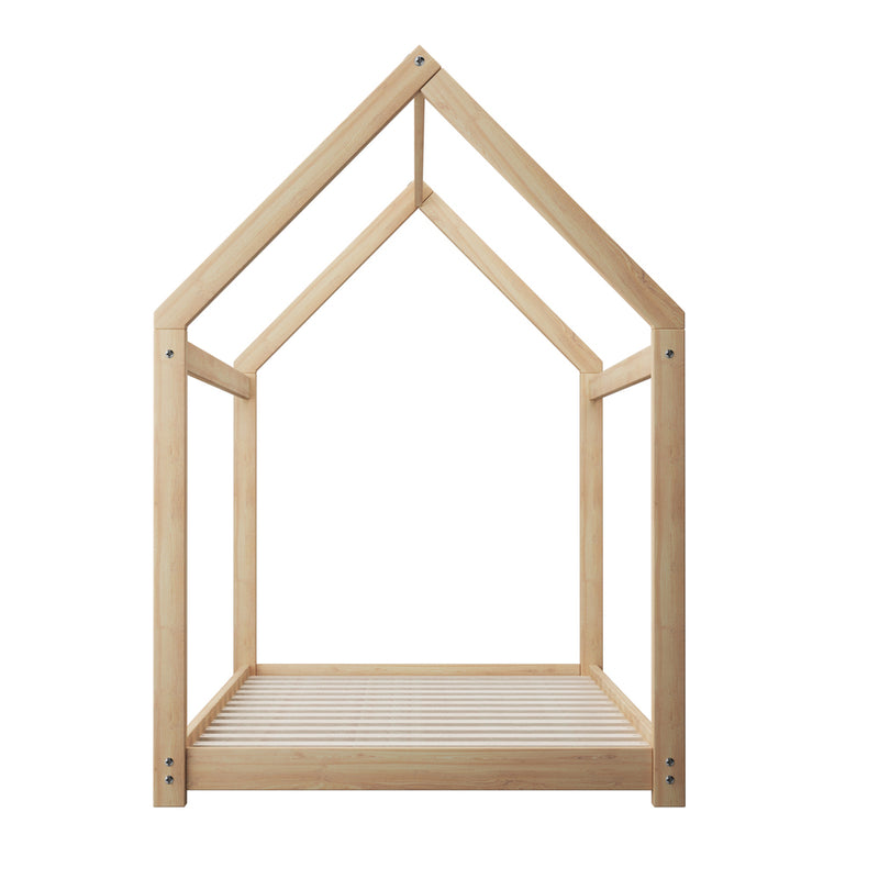 Natural Single Wooden Pine Timber Platform Bed Frame
