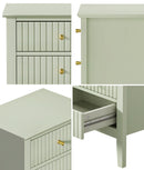 Green Bedside Table Nightstand with Three Drawers