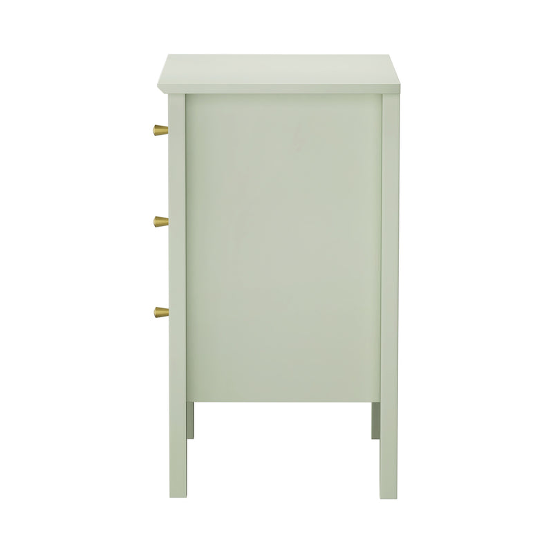 Green Bedside Table Nightstand with Three Drawers