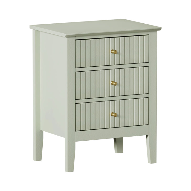 Green Bedside Table Nightstand with Three Drawers