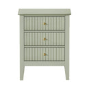 Green Bedside Table Nightstand with Three Drawers