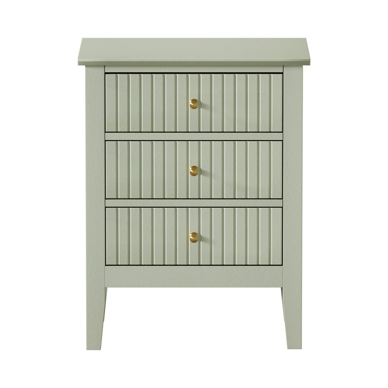 Green Bedside Table Nightstand with Three Drawers