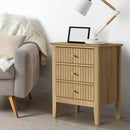 Natural Bedside Table Nightstand with Three Drawers