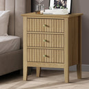 Natural Bedside Table Nightstand with Three Drawers
