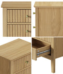 Natural Bedside Table Nightstand with Three Drawers