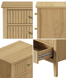 Natural Bedside Table Nightstand with Three Drawers