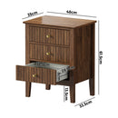 Walnut Bedside Table Nightstand with Three Drawers