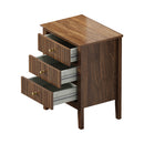 Walnut Bedside Table Nightstand with Three Drawers