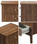 Walnut Bedside Table Nightstand with Three Drawers